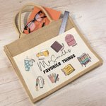 Borsa di iuta personalizzata con le cose preferite dall'insegnante Borsa retrò di apprezzamento dell'insegnante Regalo di ringraziamento Regalo di fin