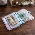 Personalised Mini Money Saving Challenge Binder with 15 Transparent Envelop Pages Cash ID Card Stuffing Gift for Family Friends