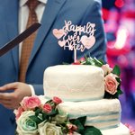 Personlig Akryl Hjärtformad Bröllopstårta Topper Happily Ever After med Namn och Datum Present för Bröllop eller Födelsedag