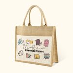 Borsa di iuta personalizzata con le cose preferite dall'insegnante Borsa retrò di apprezzamento dell'insegnante Regalo di ringraziamento Regalo di fin