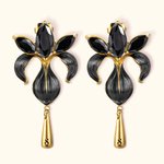 Gepersonaliseerde Iris Bloem Oorbellen met Druppel Initiaal Zwart Bruiloft Stijl Bengelen Iris Oorbellen Zirkoon voor Bruidsmeisje Vrouwen Meisje Sieraden