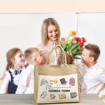 Borsa di iuta personalizzata con le cose preferite dall'insegnante Borsa retrò di apprezzamento dell'insegnante Regalo di ringraziamento Regalo di fin
