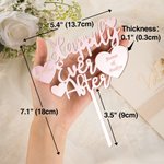 Personlig Akryl Hjärtformad Bröllopstårta Topper Happily Ever After med Namn och Datum Present för Bröllop eller Födelsedag