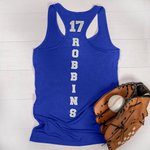 Personalized Glitter Baseball Softball Heart Modal Women Racerback Tank Top with Number and Name Gift for Ball Game Sport Lovers