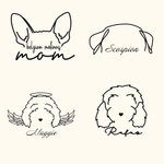 Personalized Minimalist Dog Ears Line Tattoo Stickers Set of 15 Birthday Gift for Pet Lovers