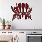 Enseigne en métal personnalisée pour la cuisine Décoration murale pour cuisine Salle à manger Cadeau de pendaison de crémaillère Cadeau de fête des mè