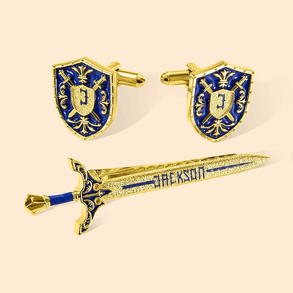 Boutons de Manchette et Pince à Cravate en laiton Personnalisés Accessoires de Costume Vintage Cadeau d'Anniversaire pour Lui