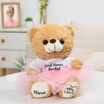 Gepersonaliseerde schattige pluche dansbeer met tutu en tekst opvoering kinderdag verjaardagscadeau voor ballerina klein meisje