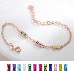 Personalized 1-6 Birthstone Sterling Silver Family Bracelet Dainty Jewellery Birthday Valentine's Day Mother's Day Gift for Women