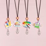 Personlig akryl skoleemne perlet nøkkelbånd ID-merke med spole Clip Card Ornament Akademisk anheng Gave til lærer Tilbake til skoletilbehør