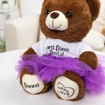 Gepersonaliseerde schattige pluche dansbeer met tutu en tekst opvoering kinderdag verjaardagscadeau voor ballerina klein meisje