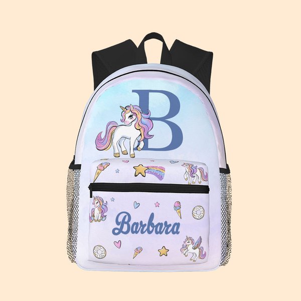 Henkilökohtainen söpö Bear Peter Rabbit Fantasy Unicorn Lapsi koulu reppu nimi Initial vedenpitävä suuri kapasiteetti takaisin kouluun lahja lapsille