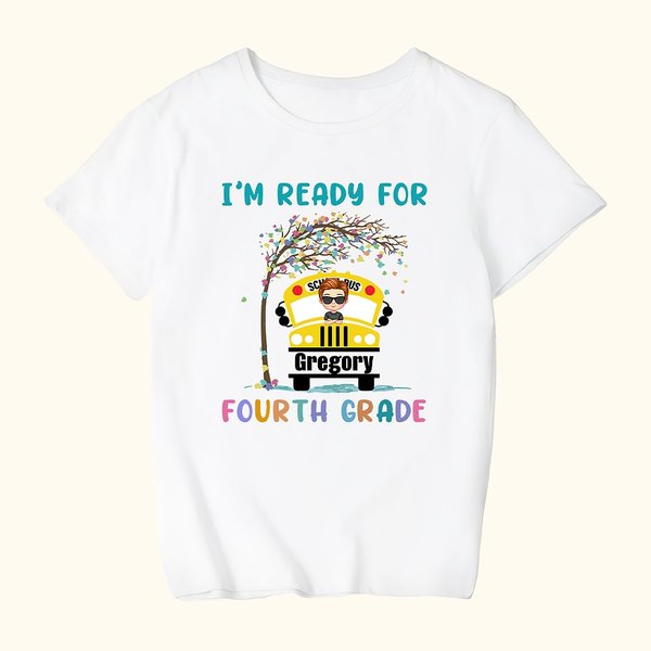 Personalisierte Ich bin bereit für die Schule Bus Kind T-shirt zurück zur Schule ersten Tag der Schule Feier Geschenk für Jungen Mädchen