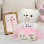 Gepersonaliseerde schattige pluche dansbeer met tutu en tekst opvoering kinderdag verjaardagscadeau voor ballerina klein meisje
