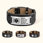 Pulsera personalizada de cuero ajustable de alerta médica de emergencia con texto grabado Regalo para hombre o mujer