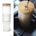 Gepersonaliseerde set van 2 Food Grade glazen Tumbler Cup Marson Jar drinkglazen met bamboe deksel en rietje Gift voor vriend of familie