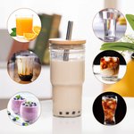 Gepersonaliseerde set van 2 Food Grade glazen Tumbler Cup Marson Jar drinkglazen met bamboe deksel en rietje Gift voor vriend of familie