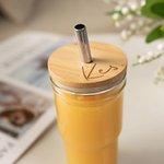 Gepersonaliseerde set van 2 Food Grade glazen Tumbler Cup Marson Jar drinkglazen met bamboe deksel en rietje Gift voor vriend of familie