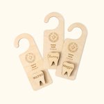 Personalized Wooden Tooth Fairy Door Hanger Teeth Holder Pick Up Box with Engraved Name Bedroom Decoration Gift for Boy Girl