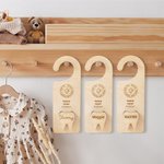 Personalized Wooden Tooth Fairy Door Hanger Teeth Holder Pick Up Box with Engraved Name Bedroom Decoration Gift for Boy Girl
