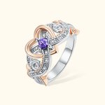 Personalized Infinity Rose Gold Heart Design Promise Engagement Ring with Birthstone Birthday Wedding Gift for Her