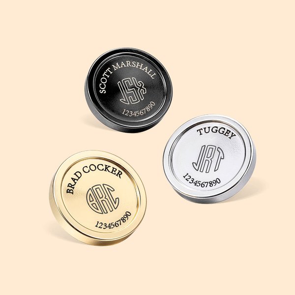 Personalisierte Satz von 3 Edelstahl ID Tag Golf Club Zubehör mit eingraviertem Monogramm Geschenk für Golfliebhaber
