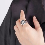 Personalisierte Old English Gothic Vintage Initial Signet Sterling Silber Ring Geschenk für Frau Mann