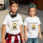 Gepersonaliseerd I'm Ready For Back To School Katoenen T-shirt Eerste Schooldag Cadeau voor Meisje Jongen Kind