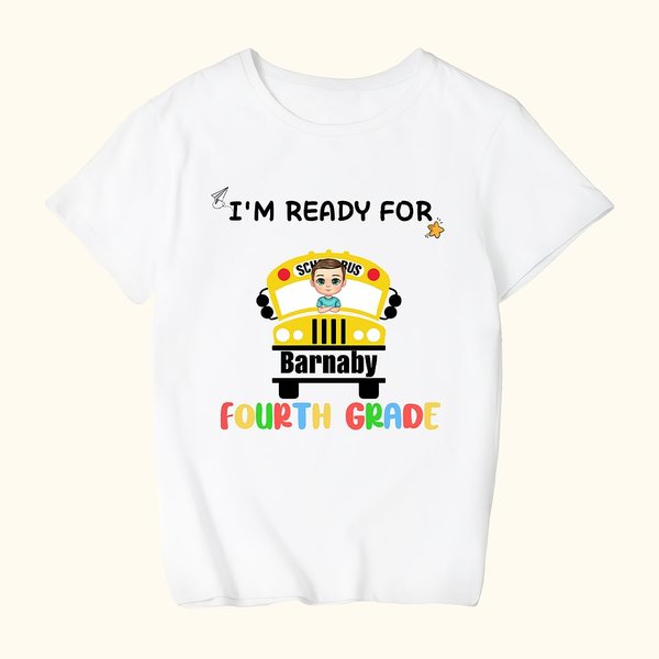 Maglietta in cotone personalizzata I'm Ready For Back To School Regalo per il primo giorno di scuola per ragazza, ragazzo e bambino