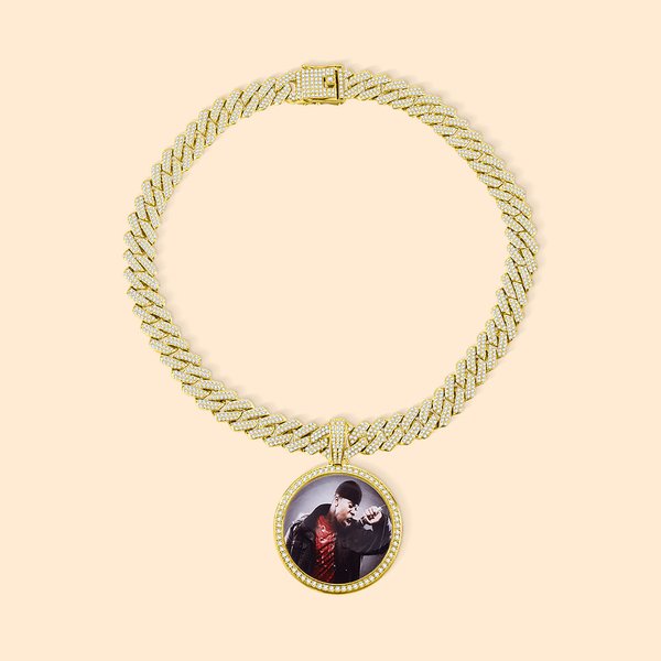 Collana cubana da uomo Iced Out con ciondolo personalizzata con foto gioielli hip hop regalo di compleanno ragazzi e uomo