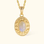 Personalised Vintage Moonstone Necklace with Engraved Text Mother's Day Anniversary Birthday Gift for Girlfriend Mother Wife Best Friend