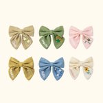 Personalised Colourful Hair Bow Clip with Embroidered Flowers and Name Gift for Girl and Toddler