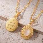 Personalised Vintage Moonstone Necklace with Engraved Text Mother's Day Anniversary Birthday Gift for Girlfriend Mother Wife Best Friend