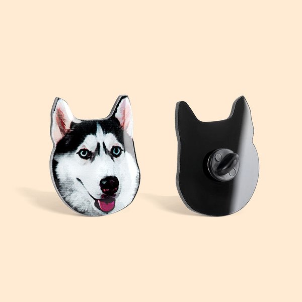 Spilla personalizzata con ritratto di animale domestico Realizzata a mano in stile cartoon Gioielli Regalo di compleanno per gli amanti degli animali 