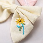 Personalised Colourful Hair Bow Clip with Embroidered Flowers and Name Gift for Girl and Toddler