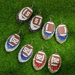 Boucles d'Oreilles de Football Américain Personnalisées avec Numéros Paillettes et Triple-Couche Cadeau pour Maman Joueuse
