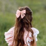 Personalised Colourful Hair Bow Clip with Embroidered Flowers and Name Gift for Girl and Toddler