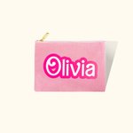 Personalized Pink Cosmetic Bag Travel Toiletry Pencil Pouch with Name for Bridal Shower Mother's Day Birthday Gift for Bridesmaid Mother Sister