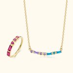 Personalized Morse Code Necklace and Ring with Heart Birthstone Wedding Mother's Day Christmas Gift for Bridesmaid Mom Girlfriend Wife