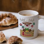 Gepersonaliseerde kerst mok rendier 11oz met kindernaam voor oma opa familielid