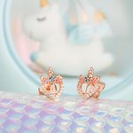 Personalized Sterling Silver Hypoallergenic Fantasy Unicorn CZ Stud Earrings with Initial Birthday Christmas Gift for Teen Girls Daughter