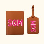 Porte-Passeport Étiquette Bagage Personnalisées avec Initiales Bicolores Accessoires de Voyage Cadeau Bridal Shower Vacances pour Femme