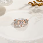 Personalized Infinity Rose Gold Heart Design Promise Engagement Ring with Birthstone Birthday Wedding Gift for Her