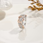 Personalized Infinity Rose Gold Heart Design Promise Engagement Ring with Birthstone Birthday Wedding Gift for Her