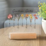 Gepersonaliseerde 1-20 Geboortebloemen Acrylplaquette met Naam en Basis Kamerdecoratie Moederdag Verjaardagscadeau voor Oma Mama