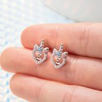 Personalized Sterling Silver Hypoallergenic Fantasy Unicorn CZ Stud Earrings with Initial Birthday Christmas Gift for Teen Girls Daughter