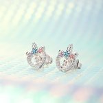Personalized Sterling Silver Hypoallergenic Fantasy Unicorn CZ Stud Earrings with Initial Birthday Christmas Gift for Teen Girls Daughter