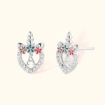 Personalized Sterling Silver Hypoallergenic Fantasy Unicorn CZ Stud Earrings with Initial Birthday Christmas Gift for Teen Girls Daughter