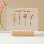 Personalised 1-20 Birth Flowers Acrylic Plaque with Name and Base Room Decoration Mother's Day Birthday Gift for Grandma Mom