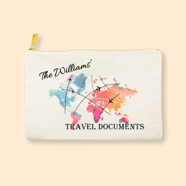 Porte-Documents de Voyage en Coton Fermeture éclair Personnalisé avec Nom Cadeau de voyage Cadeau Anniversaire pour Elle Lui Famille Amis